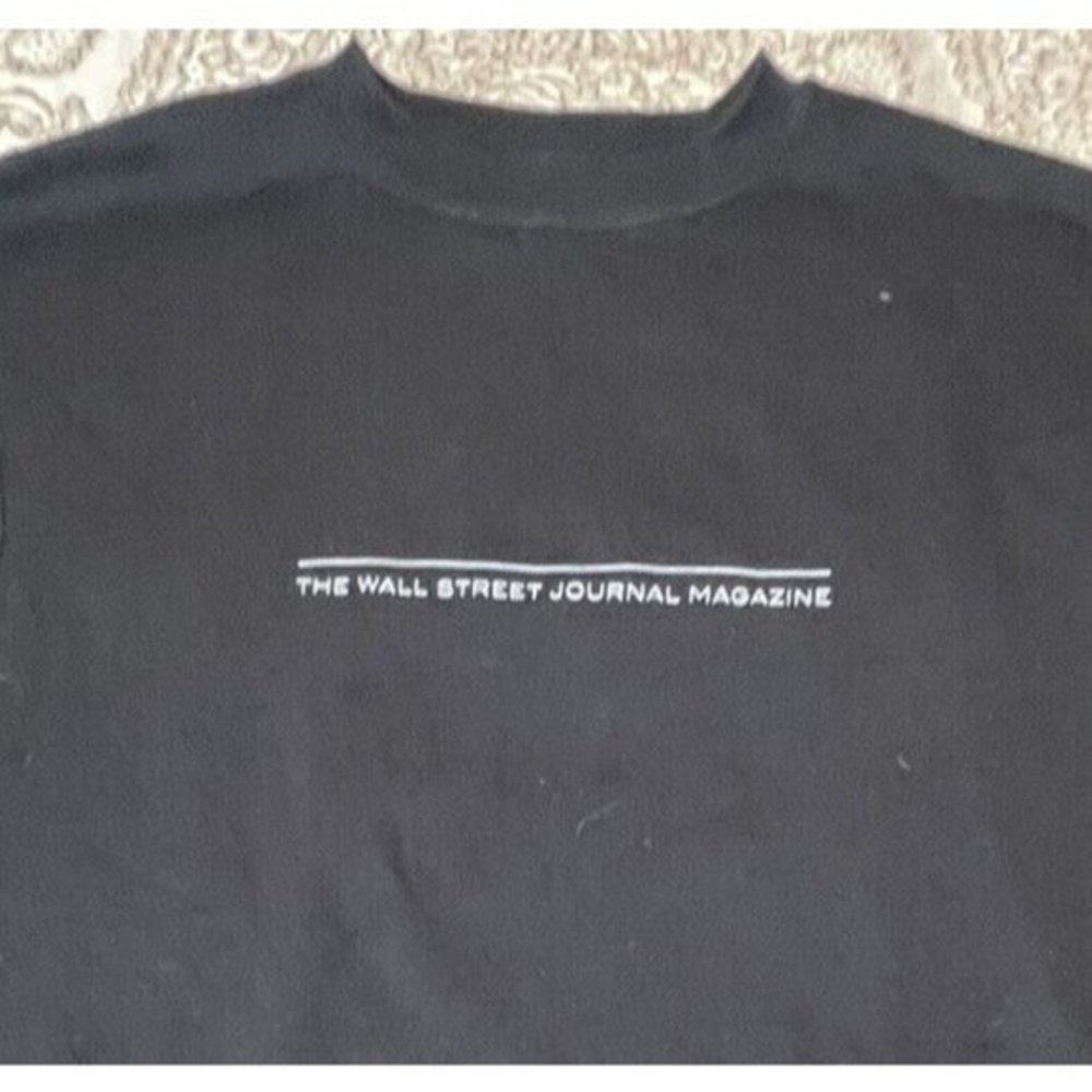 Champion Eco Authentic Medium Black Sweatshirt Wall Street Journal Magazine Y2k